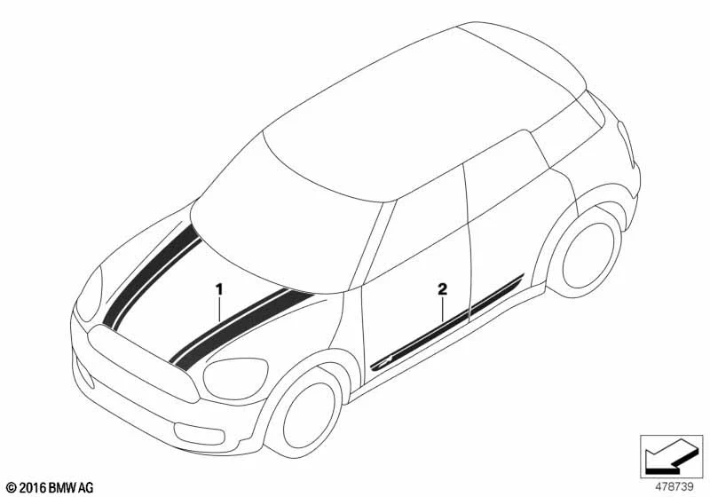 MINI Zierstreifen vorne rot rechts F54