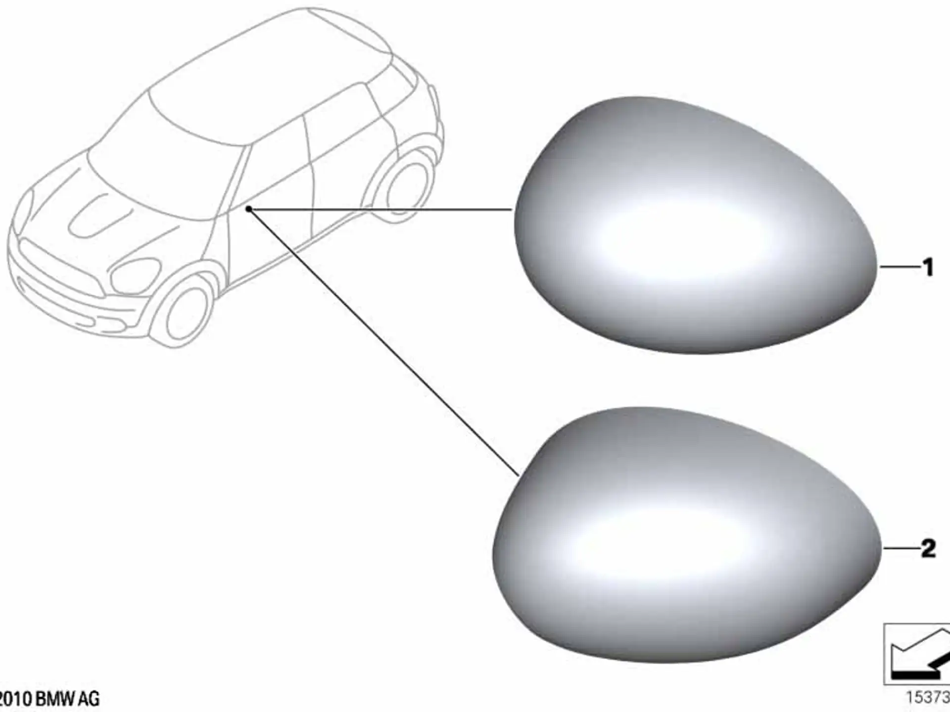 MINI Abdeckung Spiegel Grundiert R55 R56 R57 R58 R59 R60 R61