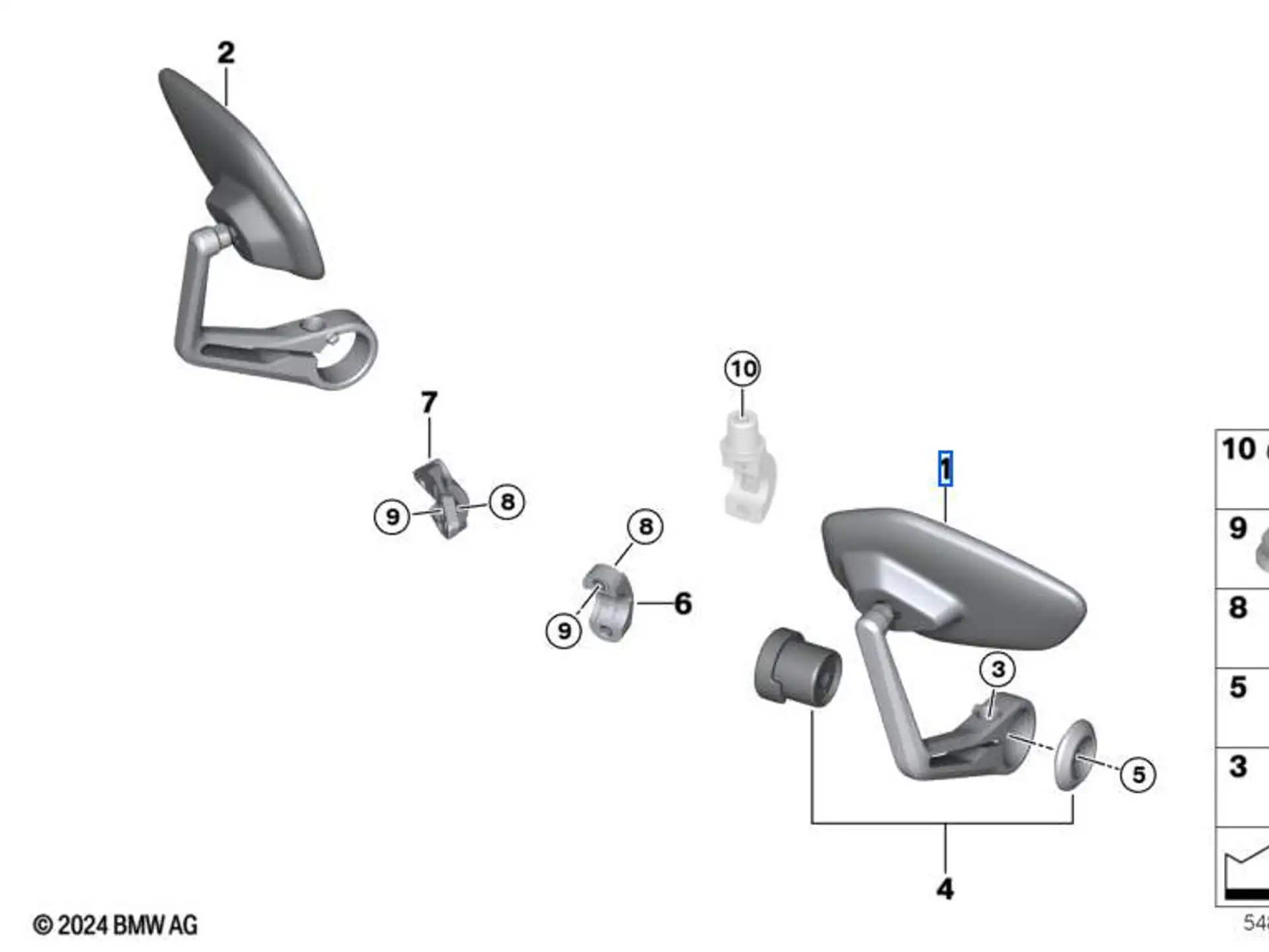 BMW Motorrad Lenkerendspiegel K63 K83 K84 KA4 KM3 KM9-links