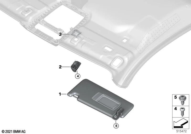 BMW Sonnenblende mit Label rechts 2er G42 M2 G87 4er G22 G26 M4 G82 i4 G26