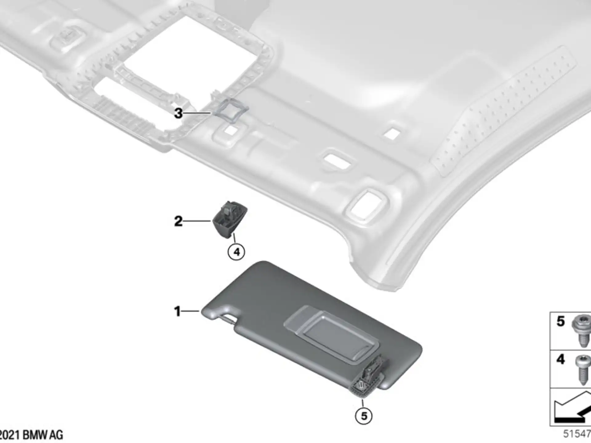 BMW Sonnenblende mit Label rechts 2er G42 M2 G87 4er G22 G26 M4 G82 i4 G26