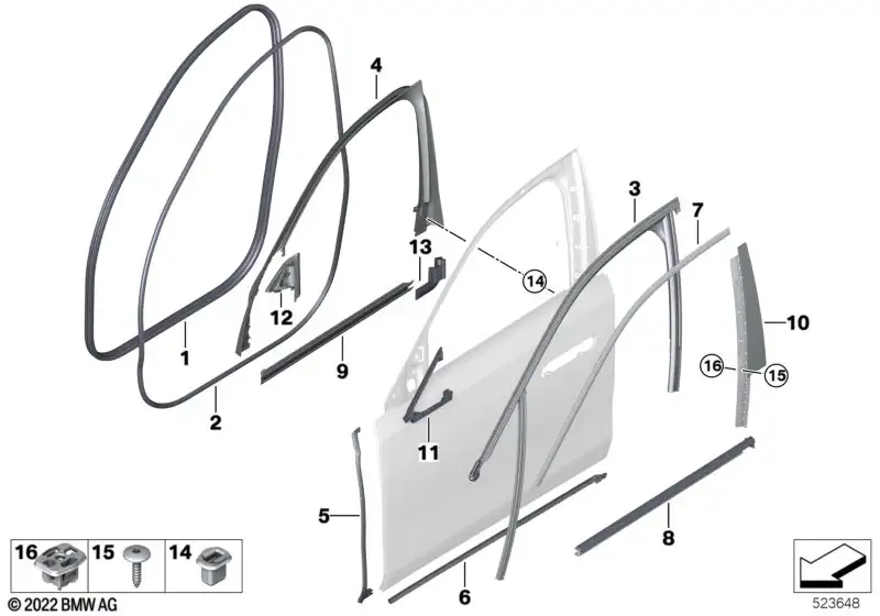 BMW Abdeckung Fensterrahmen vorne rechts 7er G70