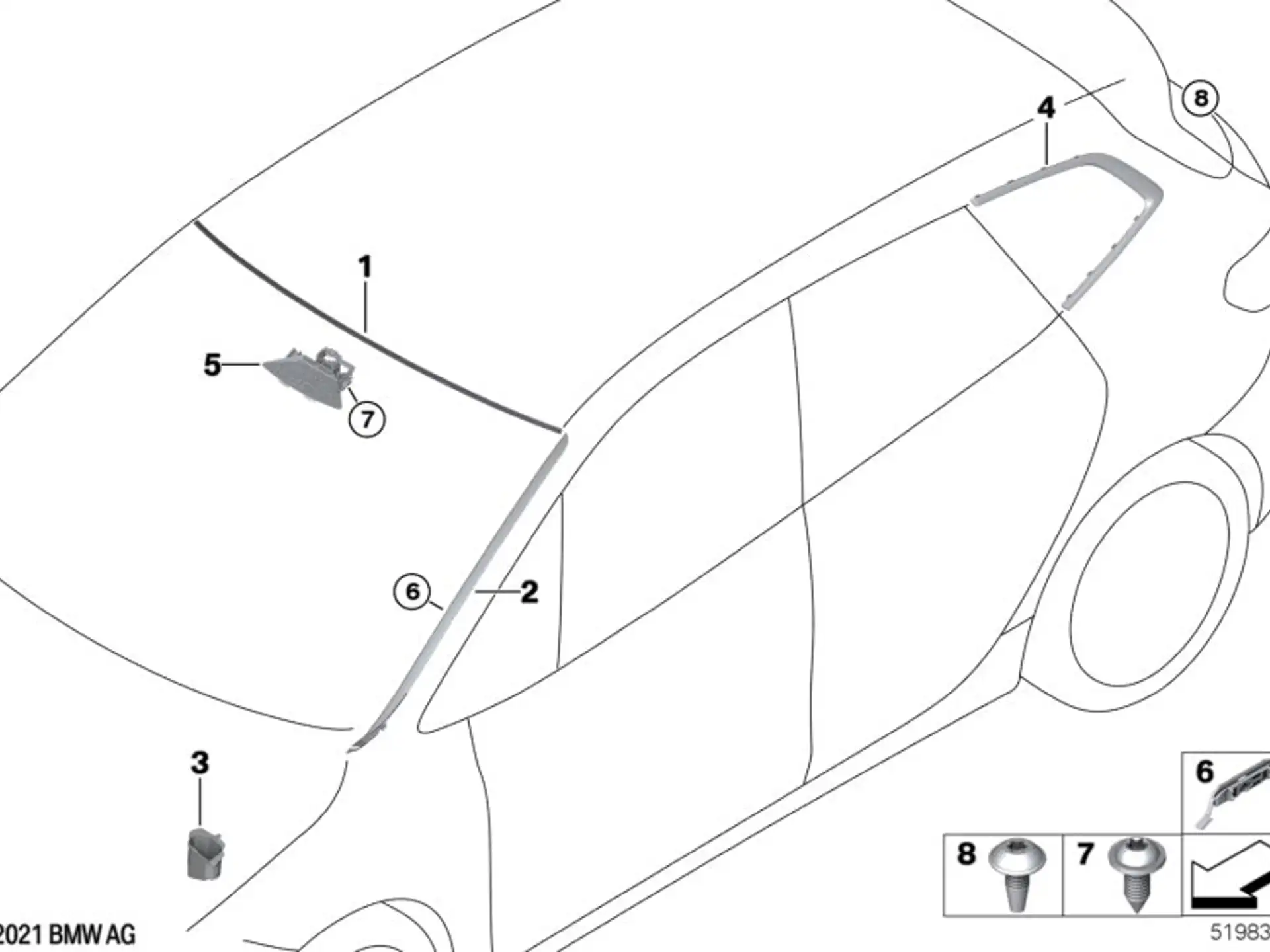 BMW Leiste Seitenscheibe hinten rechts 2er U06