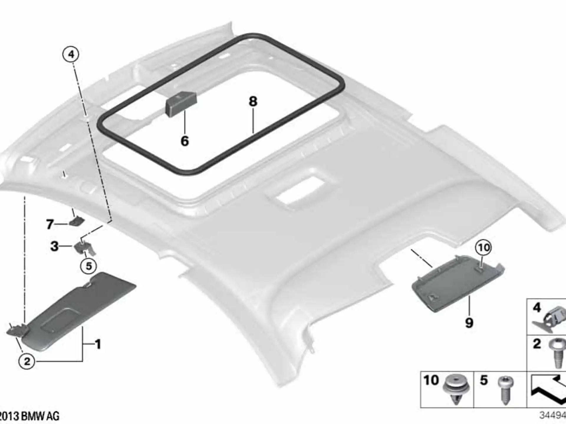 BMW Sonnenblende rechts ohne Label schwarz 2er F22 M2 F87