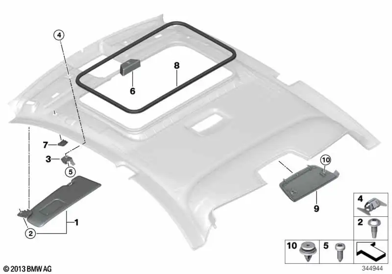 BMW Sonnenblende rechts ohne Label schwarz 2er F22 M2 F87