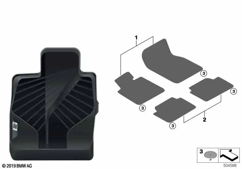 BMW Fussmatten Allwetter hinten 8er G16 M8 F93