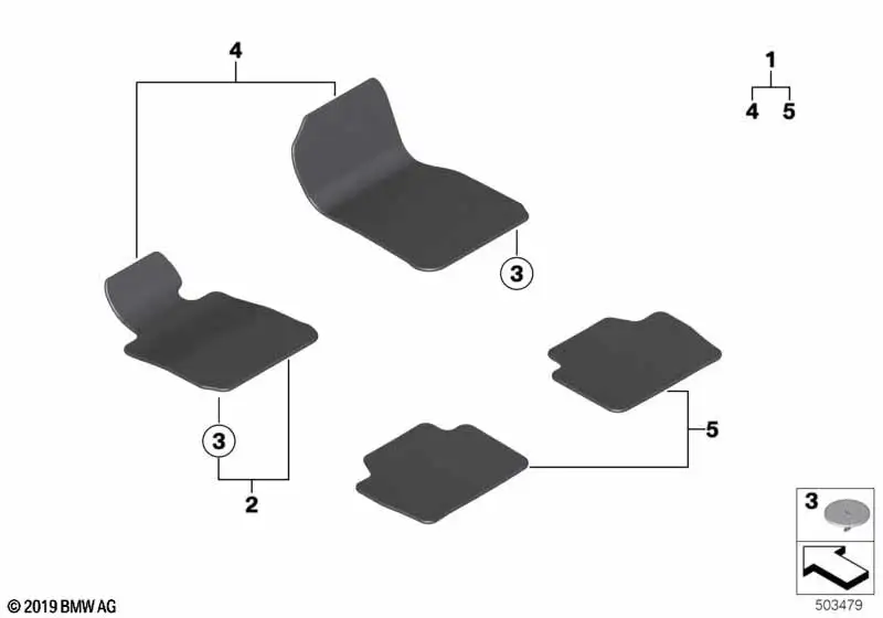 BMW Satz Fussmatten hinten 51475A02F70