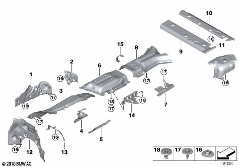 BMW Halter Wärmeisolierung Tunnel Links X5 G05 X5M F95 X6 G06 X6M F96 X7 G07