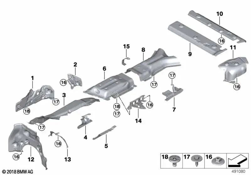 BMW Halter Wärmeisolierung Tunnel Links X5 G05 X5M F95 X6 G06 X6M