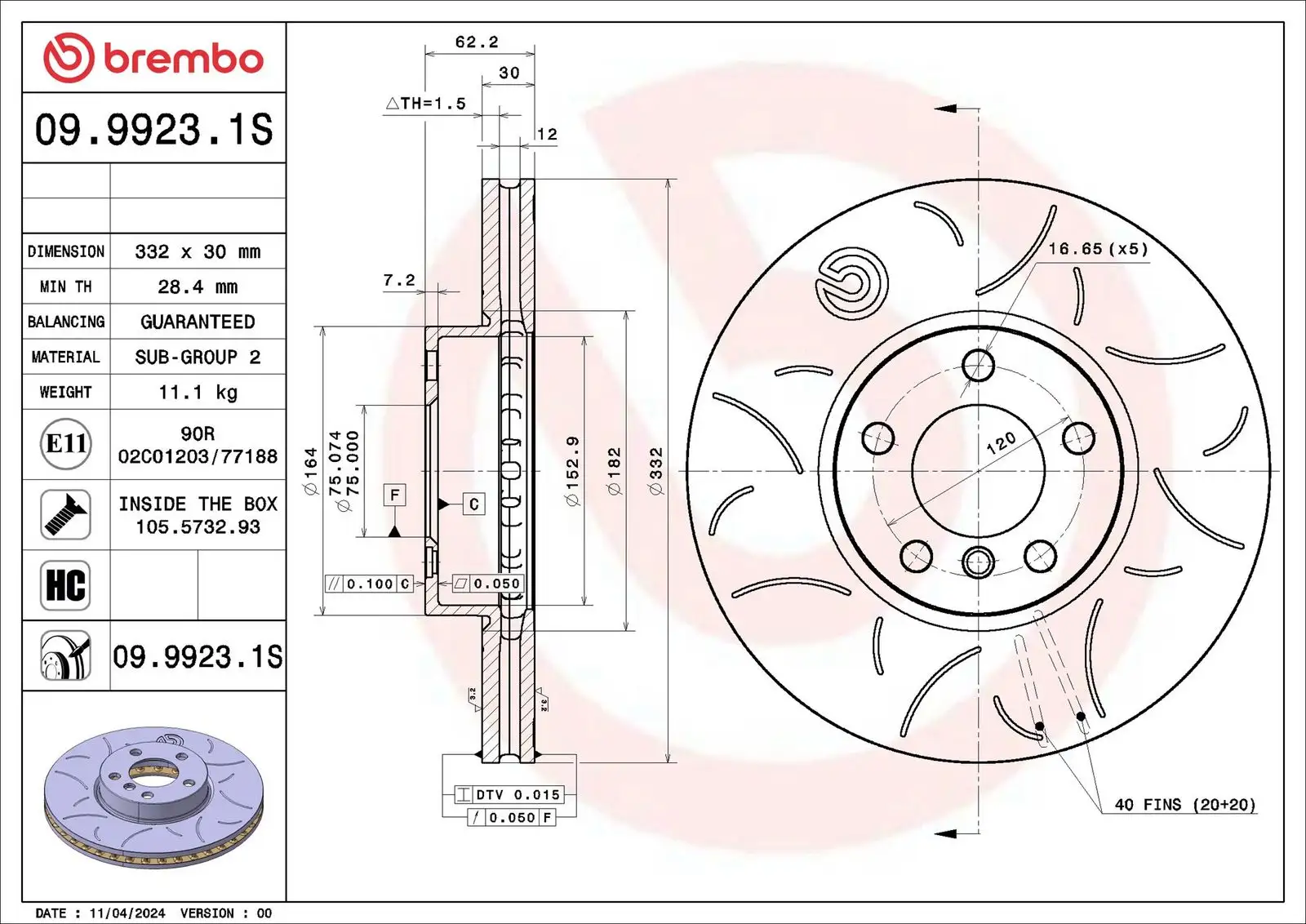 BREMBO Bremsscheibe 8020584342145