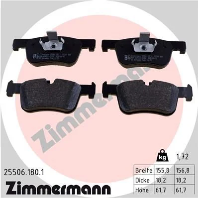 ZIMMERMANN Bremsbelagsatz, Scheibenbremse IZIN255061801