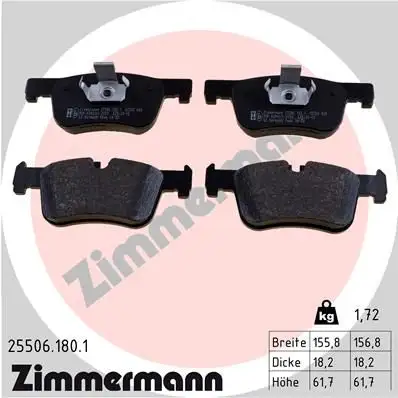 ZIMMERMANN Bremsbelagsatz, Scheibenbremse IZIN255061801