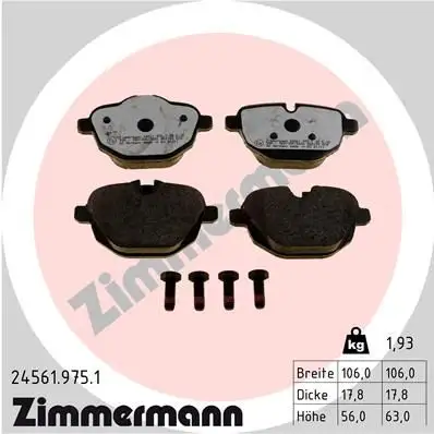 ZIMMERMANN Bremsbelagsatz, Scheibenbremse IZIN245619751