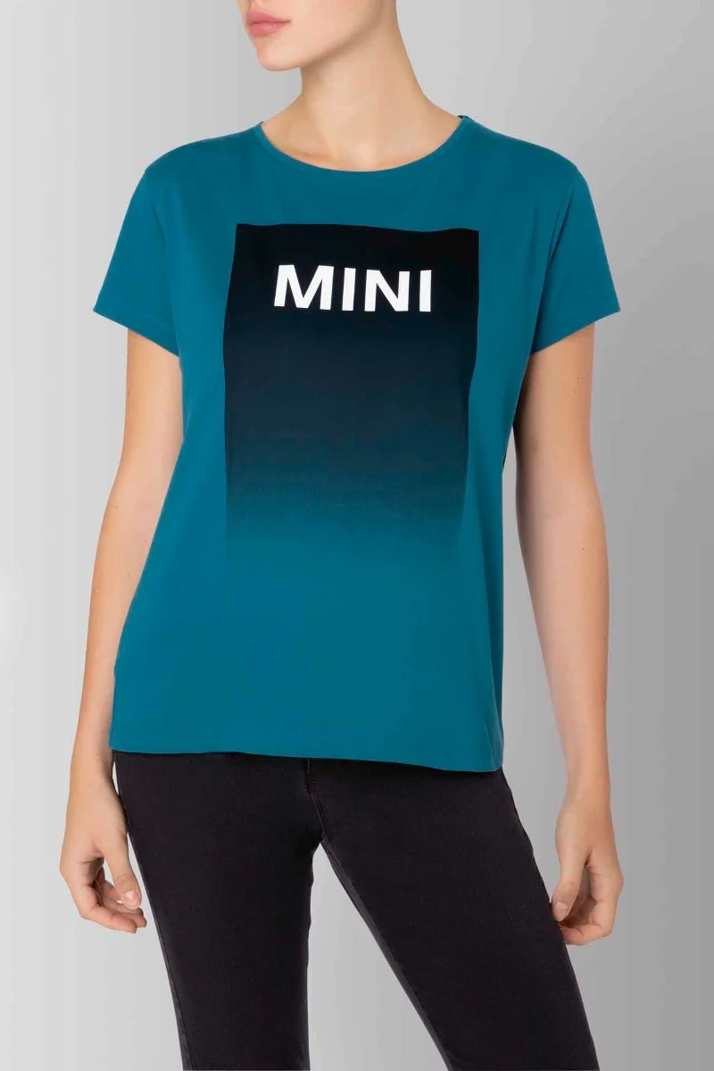 MINI Damen T-Shirt Wordmark island schwarz weiß