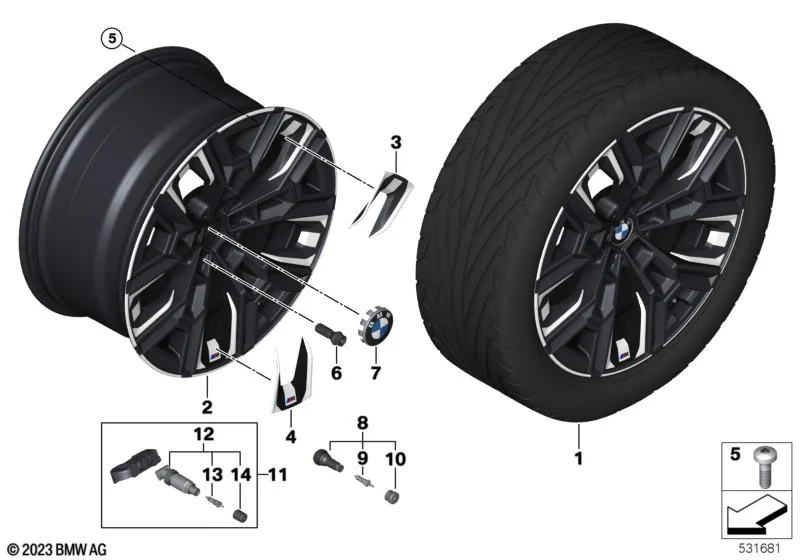 BMW Alufelge Aerodynamik 940M bicolor (jetblack uni/glanzgedreht) 10Jx20 H2 ET46 5er G60 G61