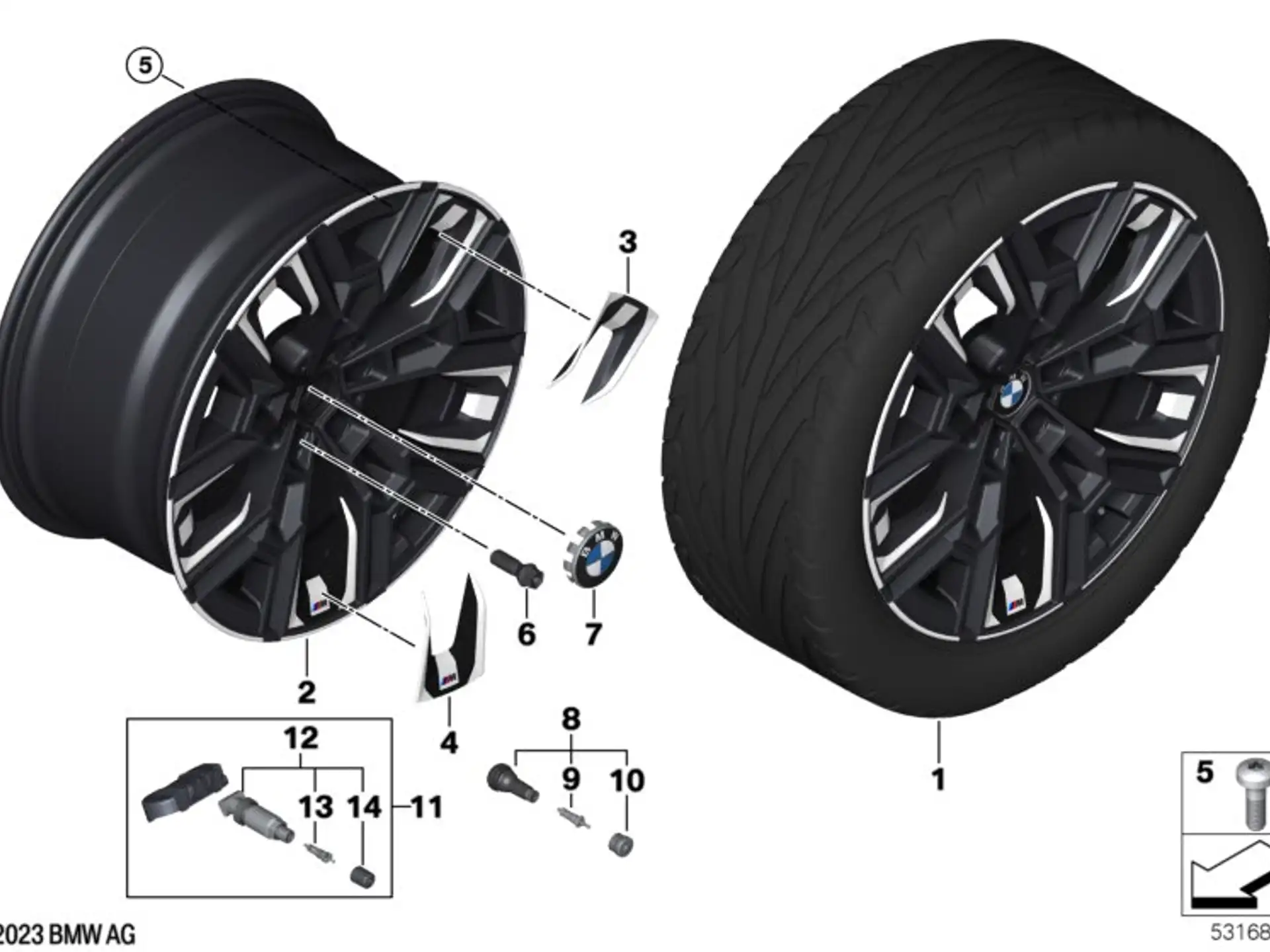 BMW Alufelge Aerodynamik 940M bicolor (jetblack uni/glanzgedreht) 10Jx20 H2 ET46 5er G60 G61
