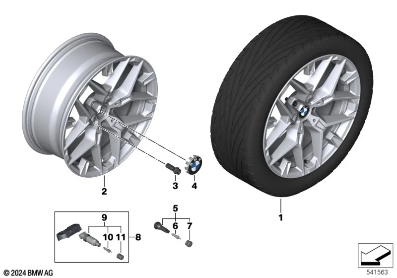 BMW Alufelge Doppelspeiche 1039 refined silver 7,5Jx18 ET25 3er G20