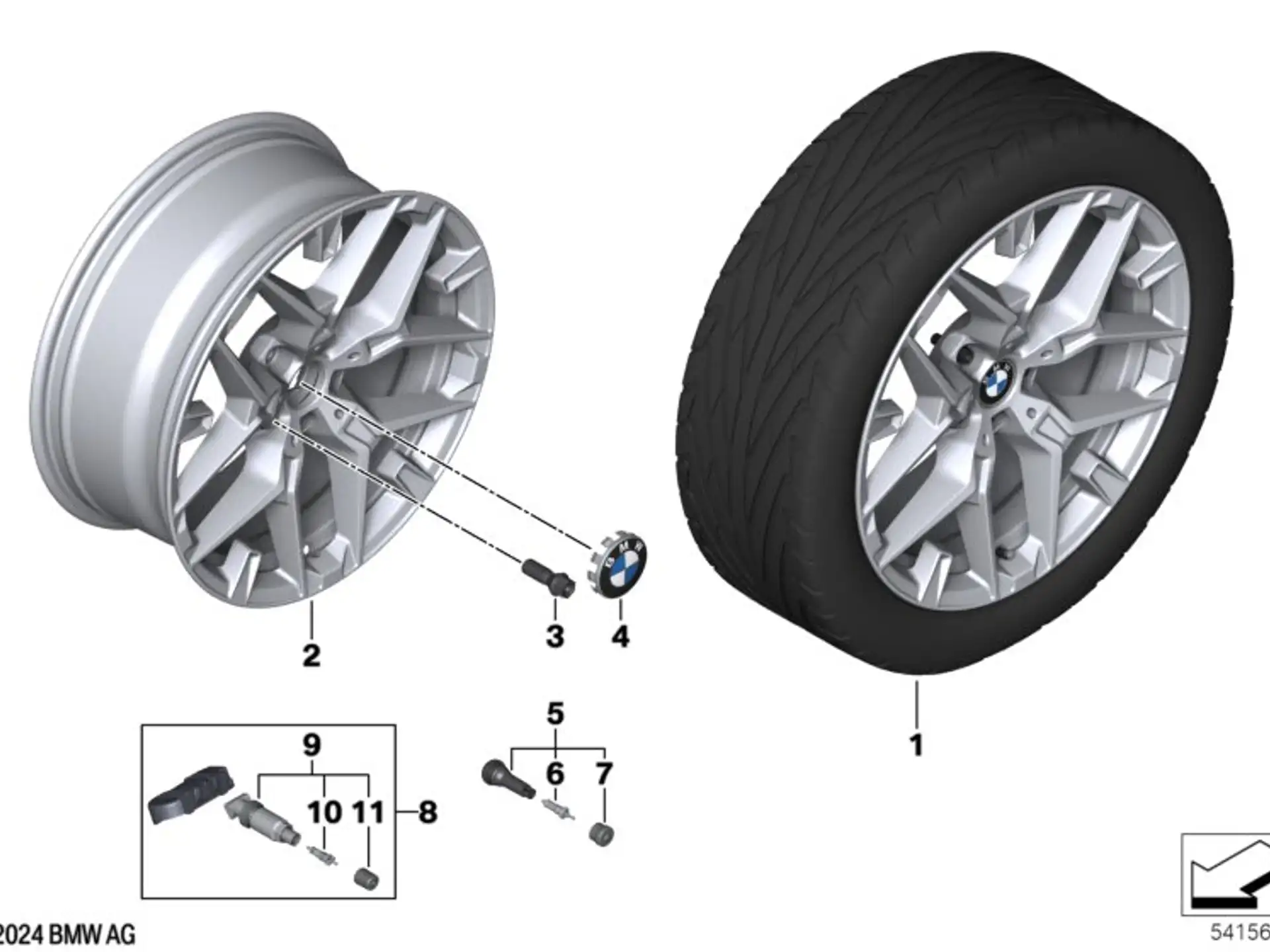 BMW Alufelge Doppelspeiche 1039 refined silver 7,5Jx18 ET25 3er G20