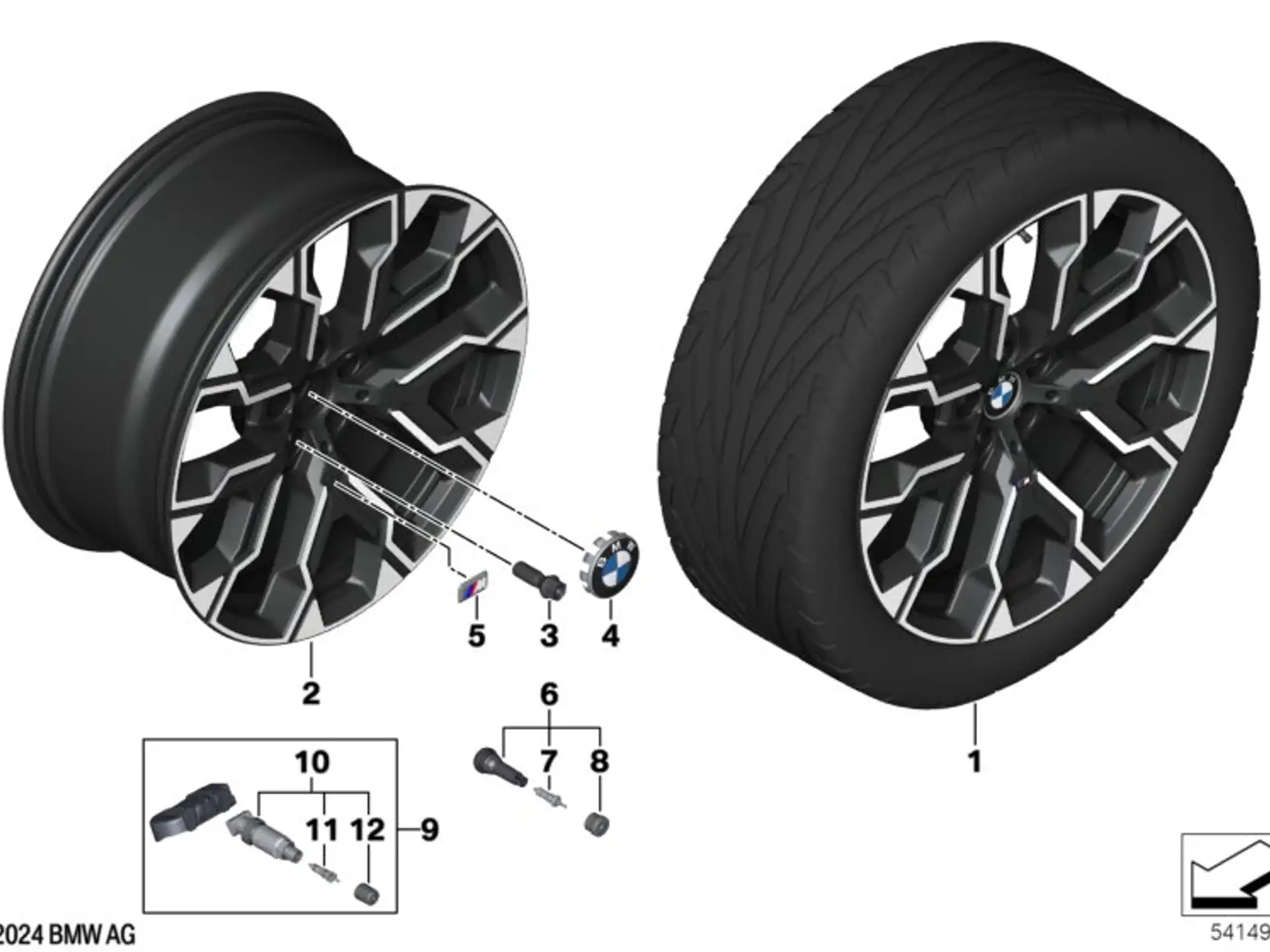 BMW Alufelge M Doppelspeiche 1036 bicolor (jet black uni/hochglanzpoliert) E10,5Jx20 ET44 X3 G45