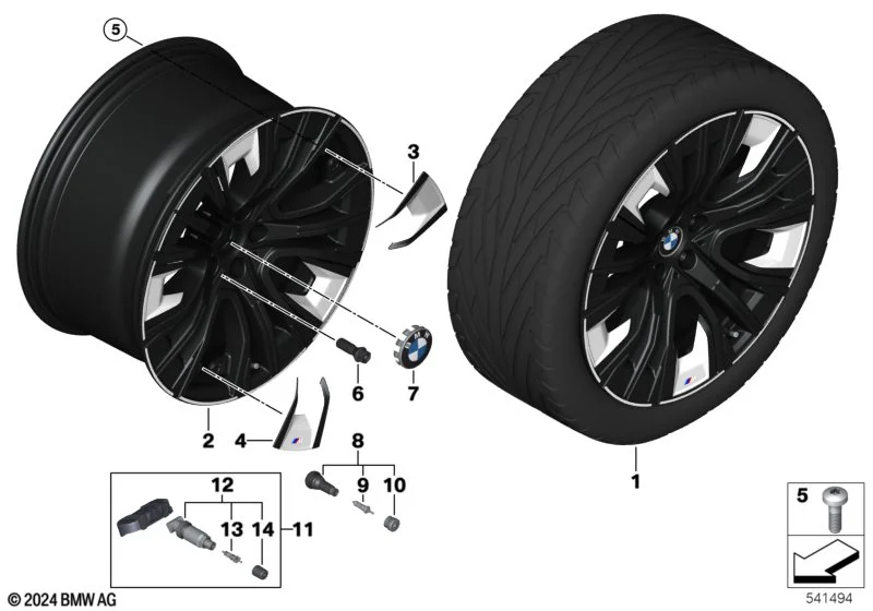 BMW Alufelge M Aerodynamik 906 bicolor (jet black uni/hochglanzpoliert) E10,5Jx20 ET44 X3 G45