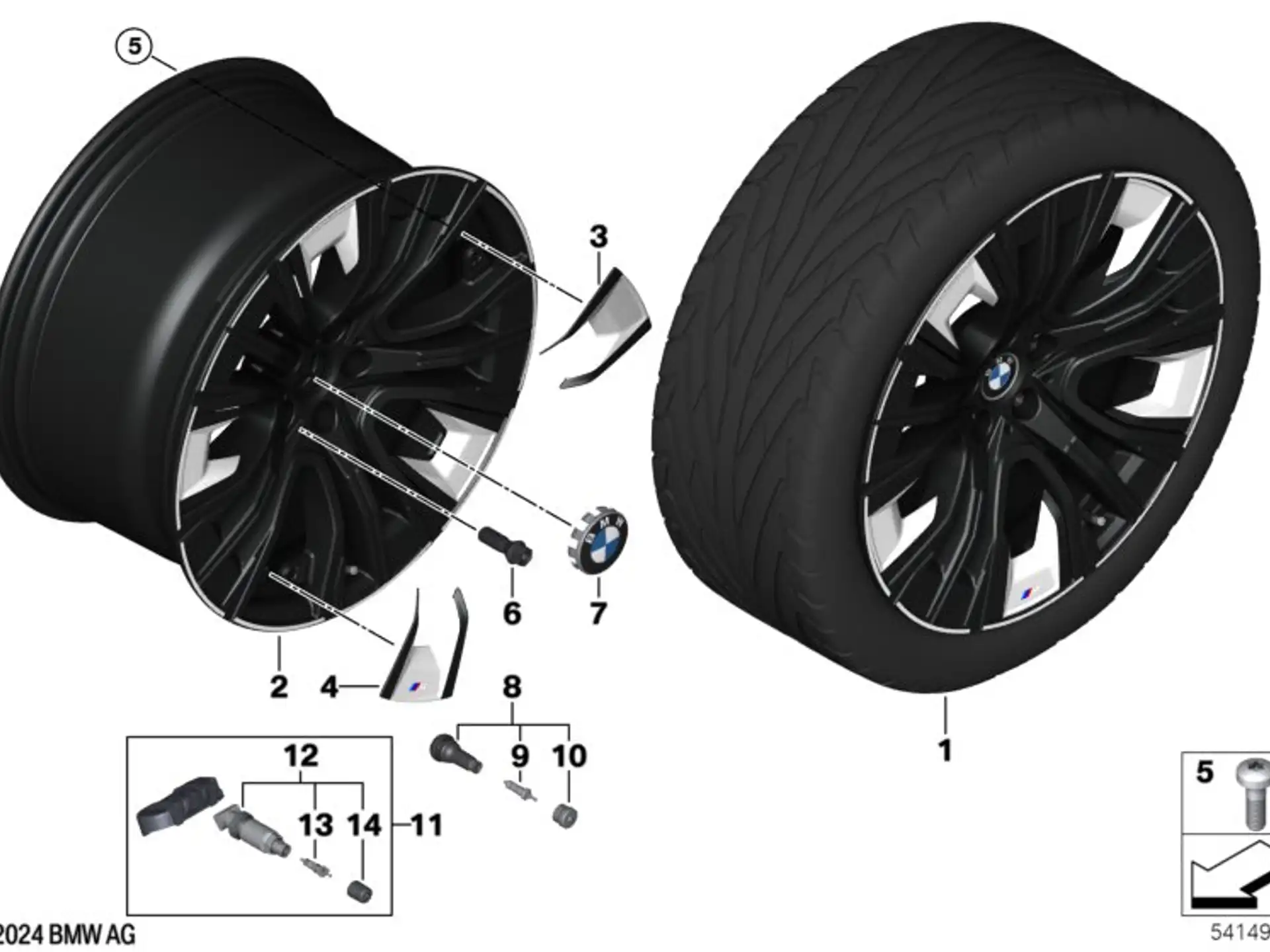BMW Alufelge M Aerodynamik 906 bicolor (jet black uni/hochglanzpoliert) E10,5Jx20 ET44 X3 G45
