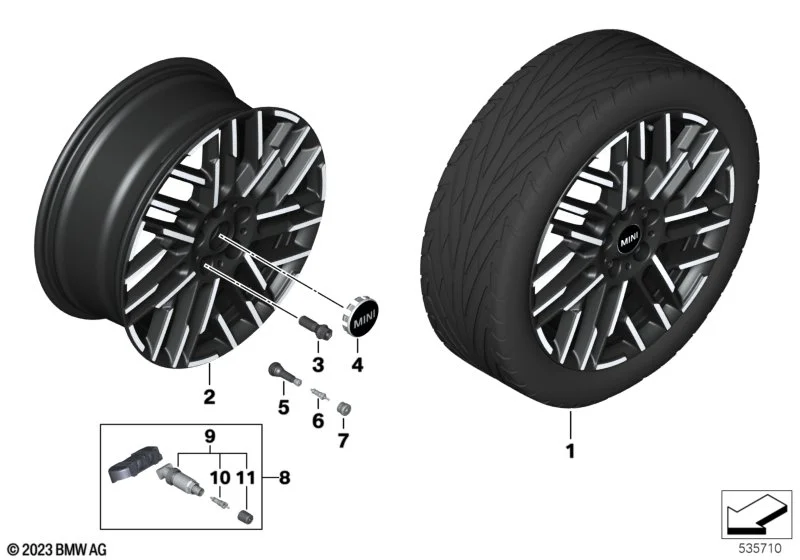 MINI Alufelge Night Flash Spoke 984 bicolor (spectre grey/hochglanzpoliert) 7,5Jx18 ET50 Aceman J05