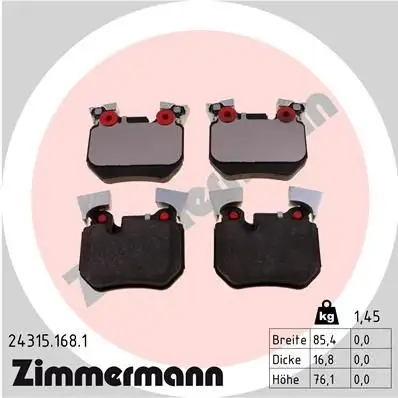 ZIMMERMANN Bremsbelagsatz, Scheibenbremse IZIN243151681