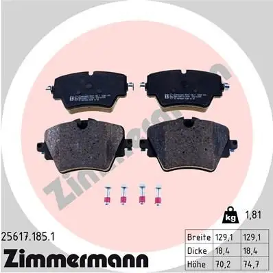 ZIMMERMANN Bremsbelagsatz, Scheibenbremse IZIN256171851