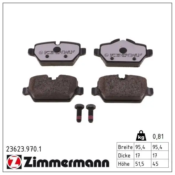 ZIMMERMANN Bremsbelagsatz, Scheibenbremse 4250238778967