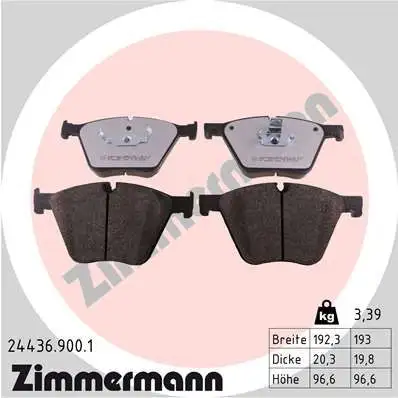ZIMMERMANN Bremsbelagsatz, Scheibenbremse IZIN244369001