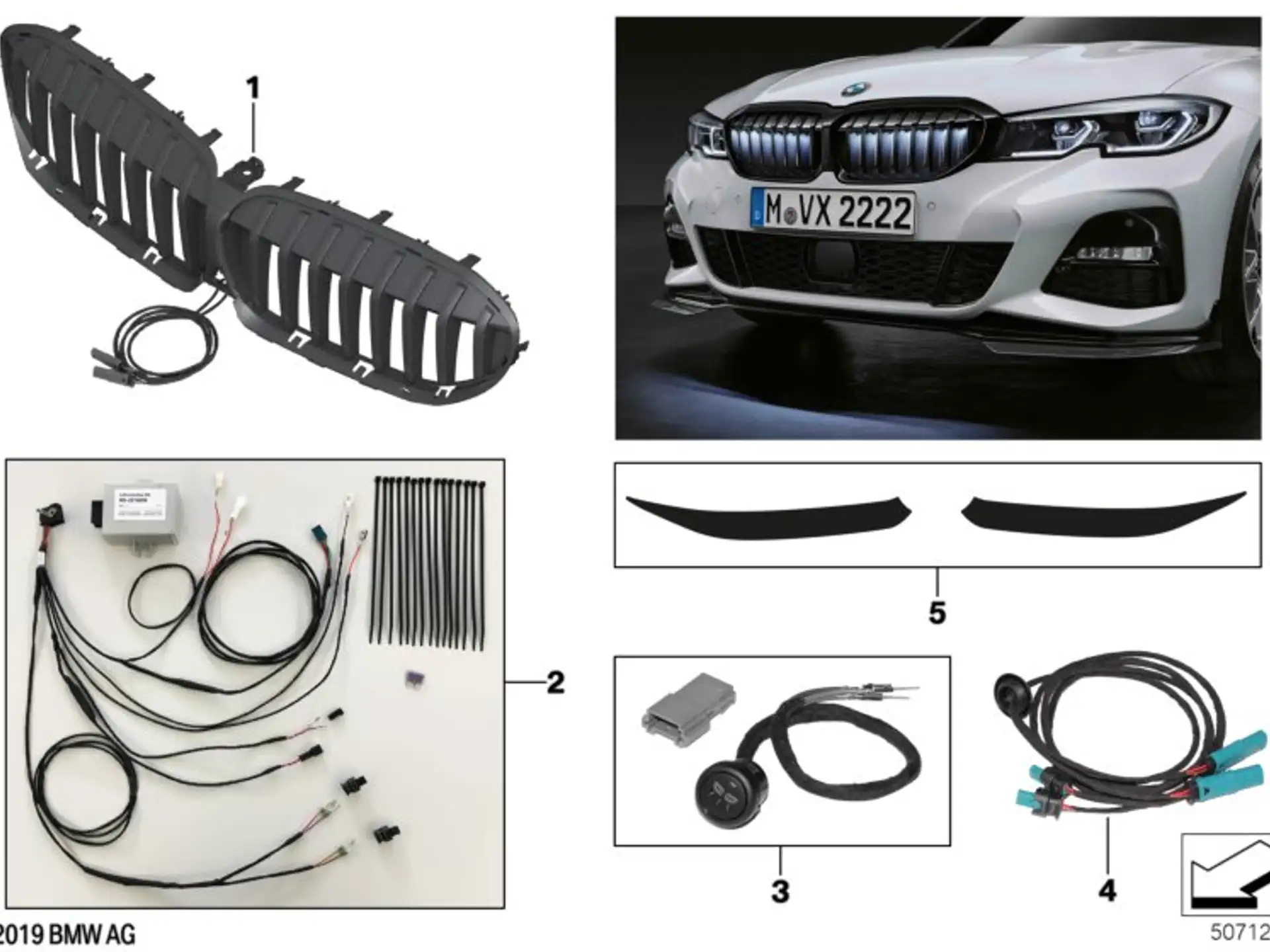 BMW Diffusorfolie matt schwarz für Nierenrahmen in Schwarz 3er G20 G21 G28