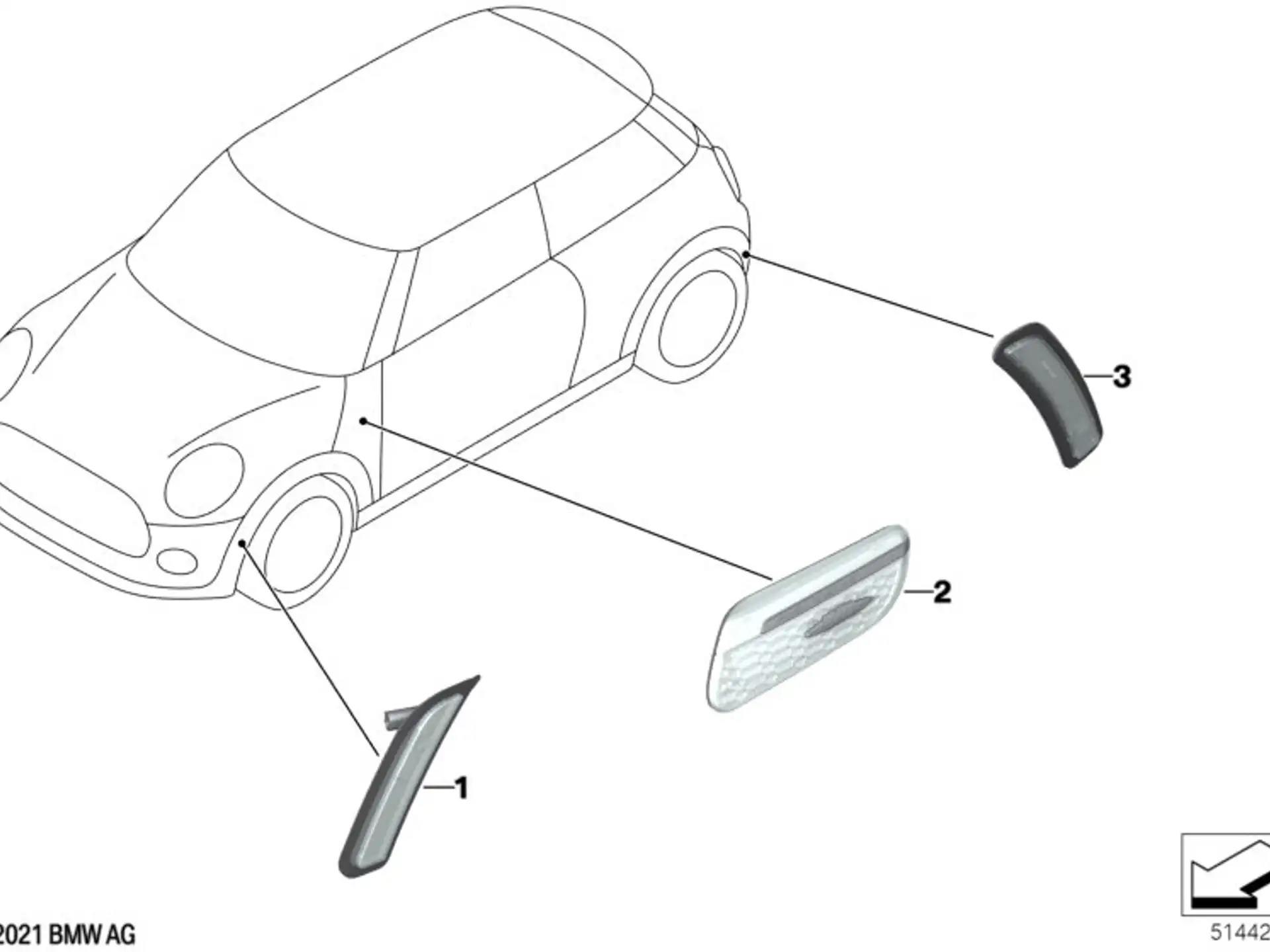 MINI Zusatzblinkleuchte links F55 LCI F56 LCI F57 LCI