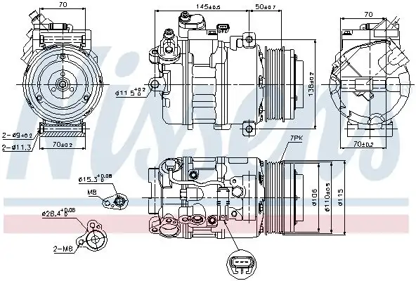 NISSENS Kompressor, Klimaanlage 5707286369009