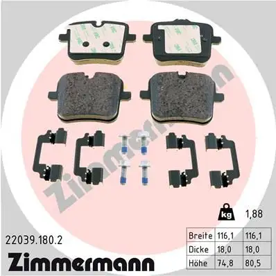 ZIMMERMANN Bremsbelagsatz, Scheibenbremse IZIN220391802
