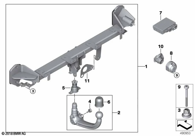 BMW Satz Anhängerkupplung abnehmbar 750kg 5er G30
