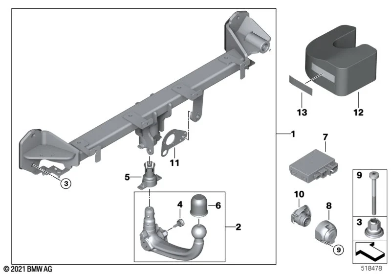 BMW Satz Anhängerkupplung abnehmbar 3er G20 G21 4er G22 G23