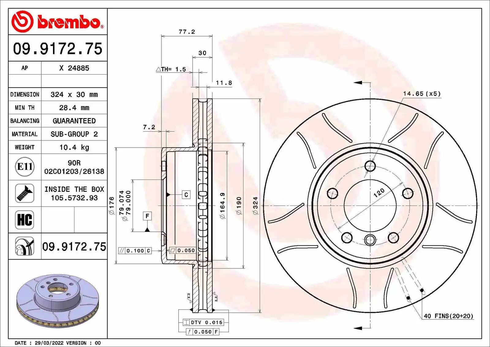 BREMBO Bremsscheibe IBRO09917275
