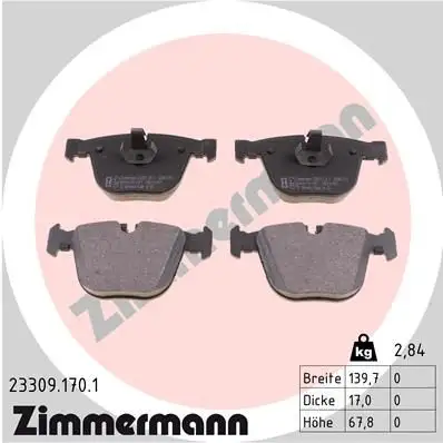 ZIMMERMANN Bremsbelagsatz, Scheibenbremse IZIN233091701