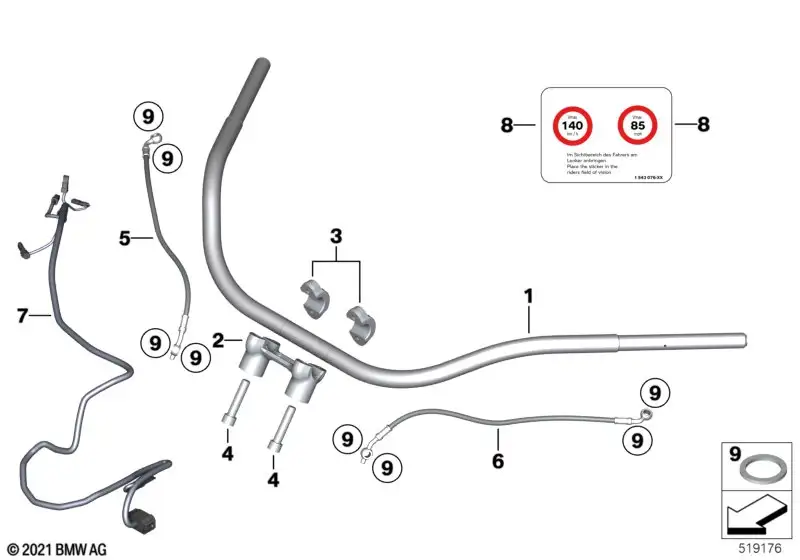 BMW Motorrad Bremsschlauch Riser (L=421 mm) K34