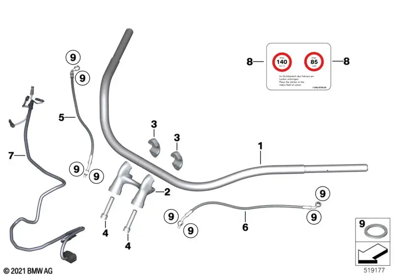 BMW Motorrad Kupplungsleitung (L=439 mm) K34