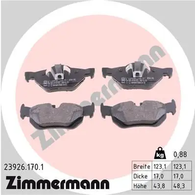 ZIMMERMANN Bremsbelagsatz, Scheibenbremse IZIN239261701