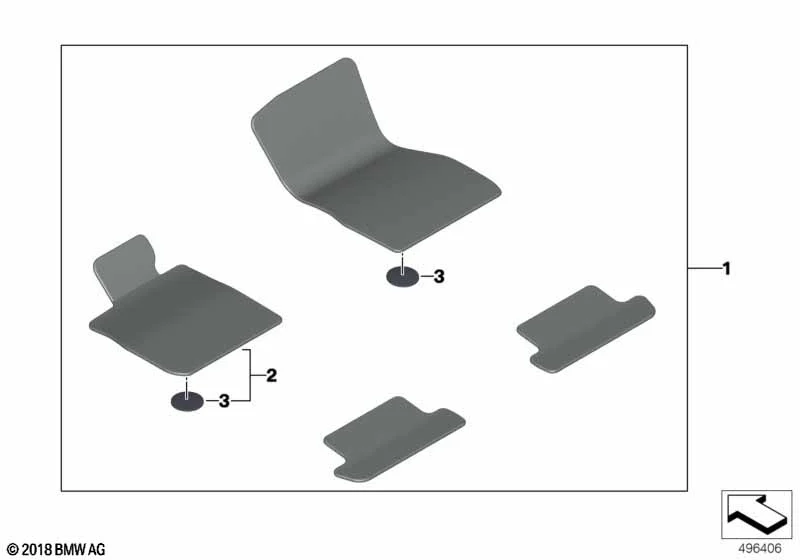 BMW Satz Fußmatten Velours (4-teilig) M-Performance anthrazit 8er G14 G15 M8 F91 F92