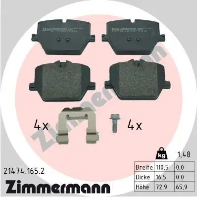 ZIMMERMANN Bremsbelagsatz, Scheibenbremse IZIN214741652