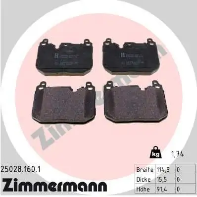 ZIMMERMANN Bremsbelagsatz, Scheibenbremse 4250238787563