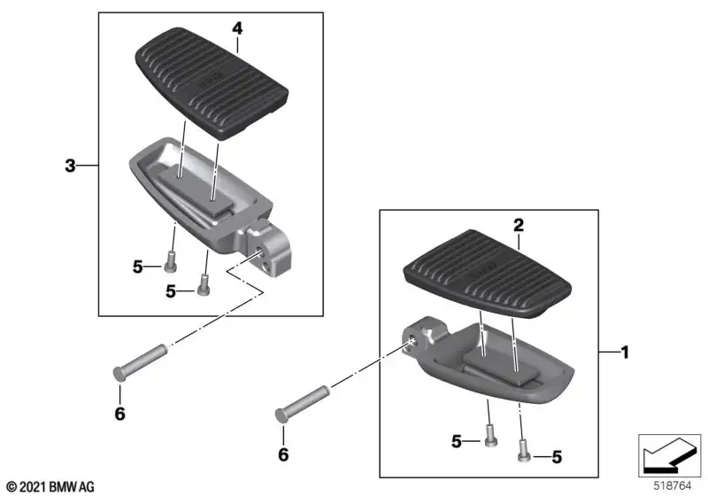 BMW Motorrad Fussraste Sozius links K35