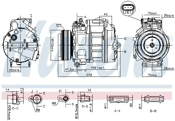 NISSENS Kompressor, Klimaanlage 5707286413337