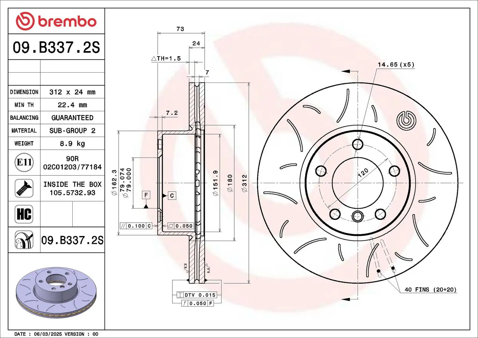 BREMBO Bremsscheibe 8020584344354