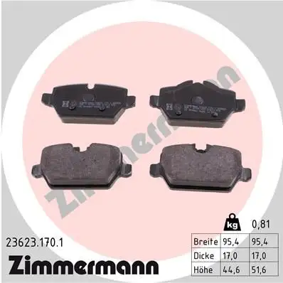 ZIMMERMANN Bremsbelagsatz, Scheibenbremse IZIN236231701