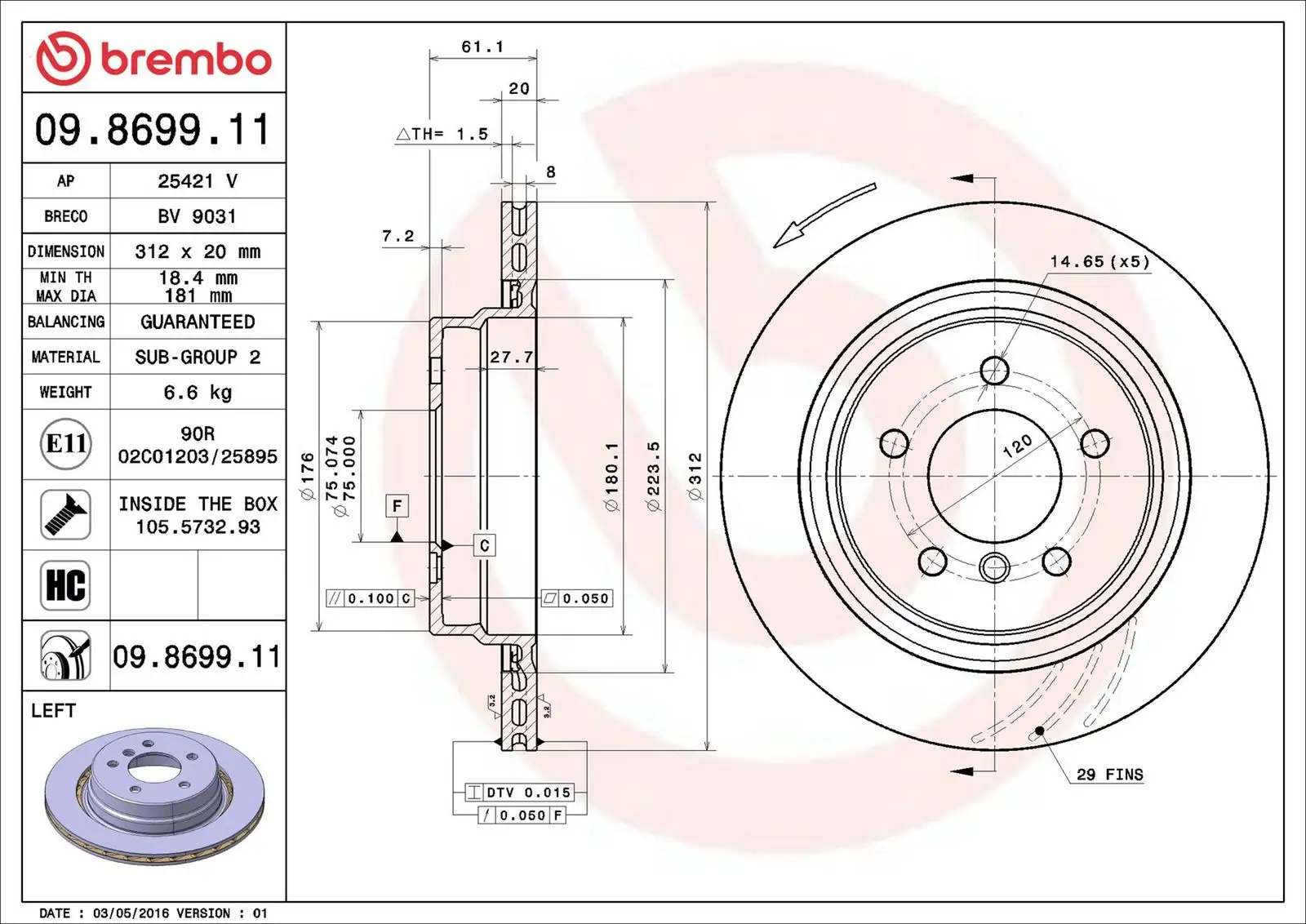 BREMBO Bremsscheibe 8020584210550