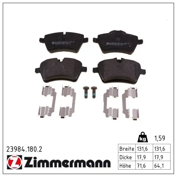 ZIMMERMANN Bremsbelagsatz, Scheibenbremse 4250238765363
